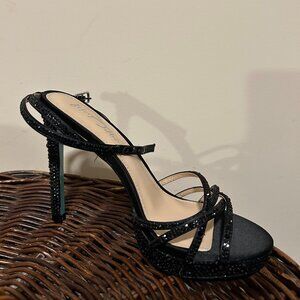 Betsey Johnson beaded black strappy heel - size 7.5